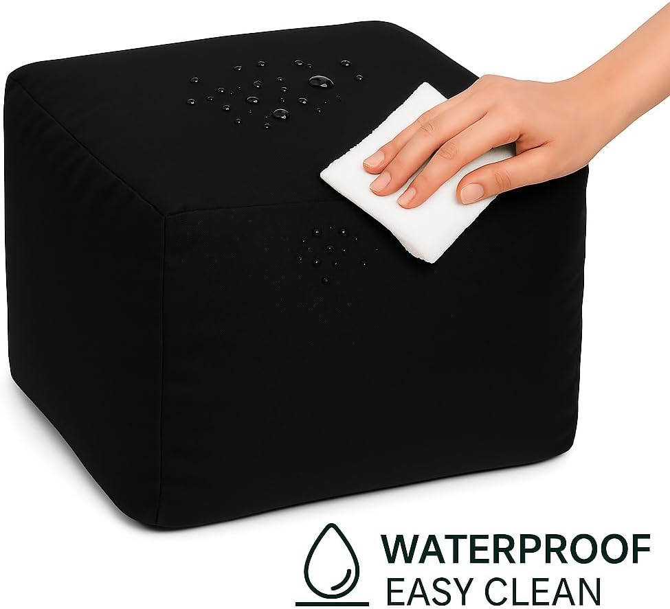 Waterproof Bean Bag Footstool Poufy Cube 40x40cm – Indoor & Outdoor Seating | Night Zone