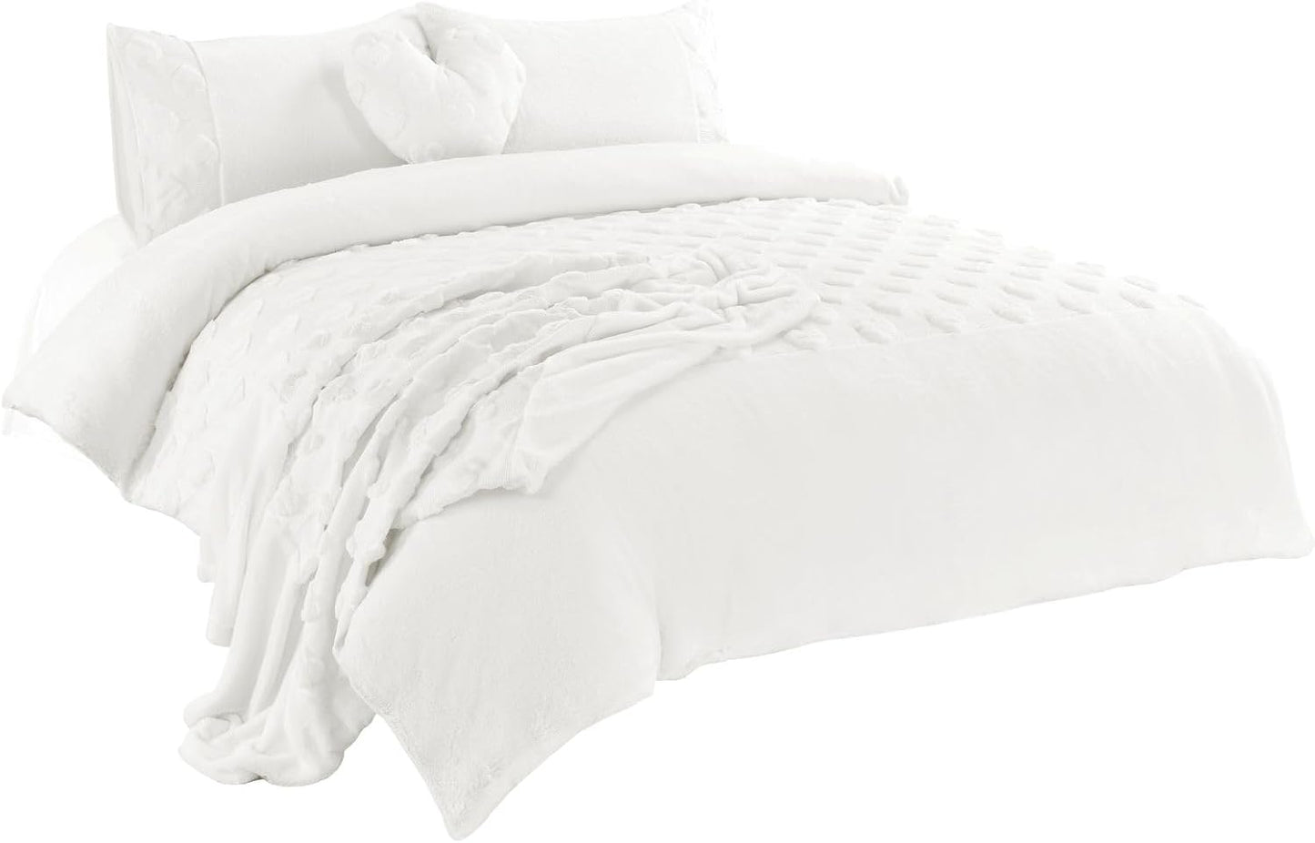 Hearts Teddy Throw Super Soft Fluffy Fleece Throw with Embossed Heart Design For Sofa & Bed | Night Zone
