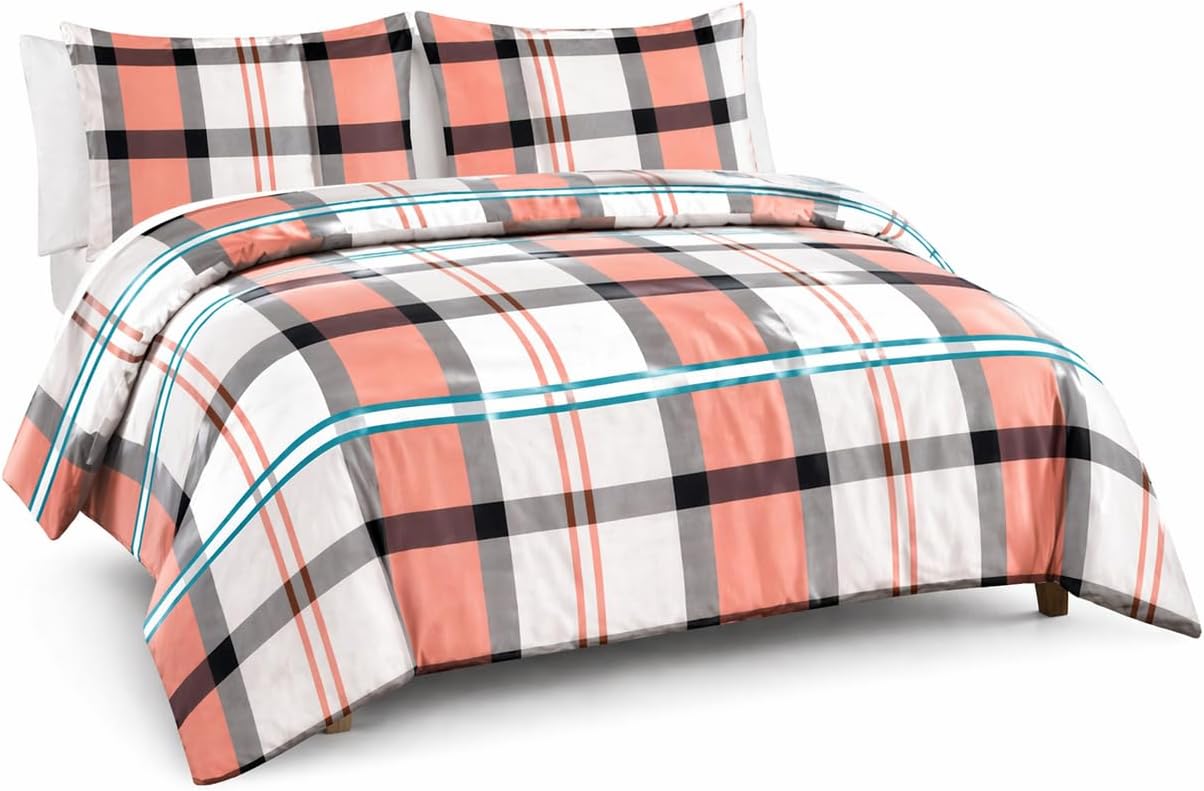 Remi Check Duvet Cover Set – Poly cotton Checked Quilt Cover with Pillowcases | Night Zone
