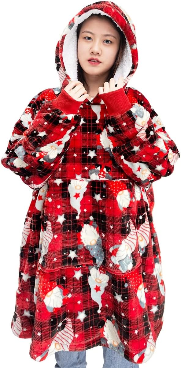 Printed Teddy Fleece Oversized Hoodie Blanket – Sherpa Wearable Blanket | Night Zone