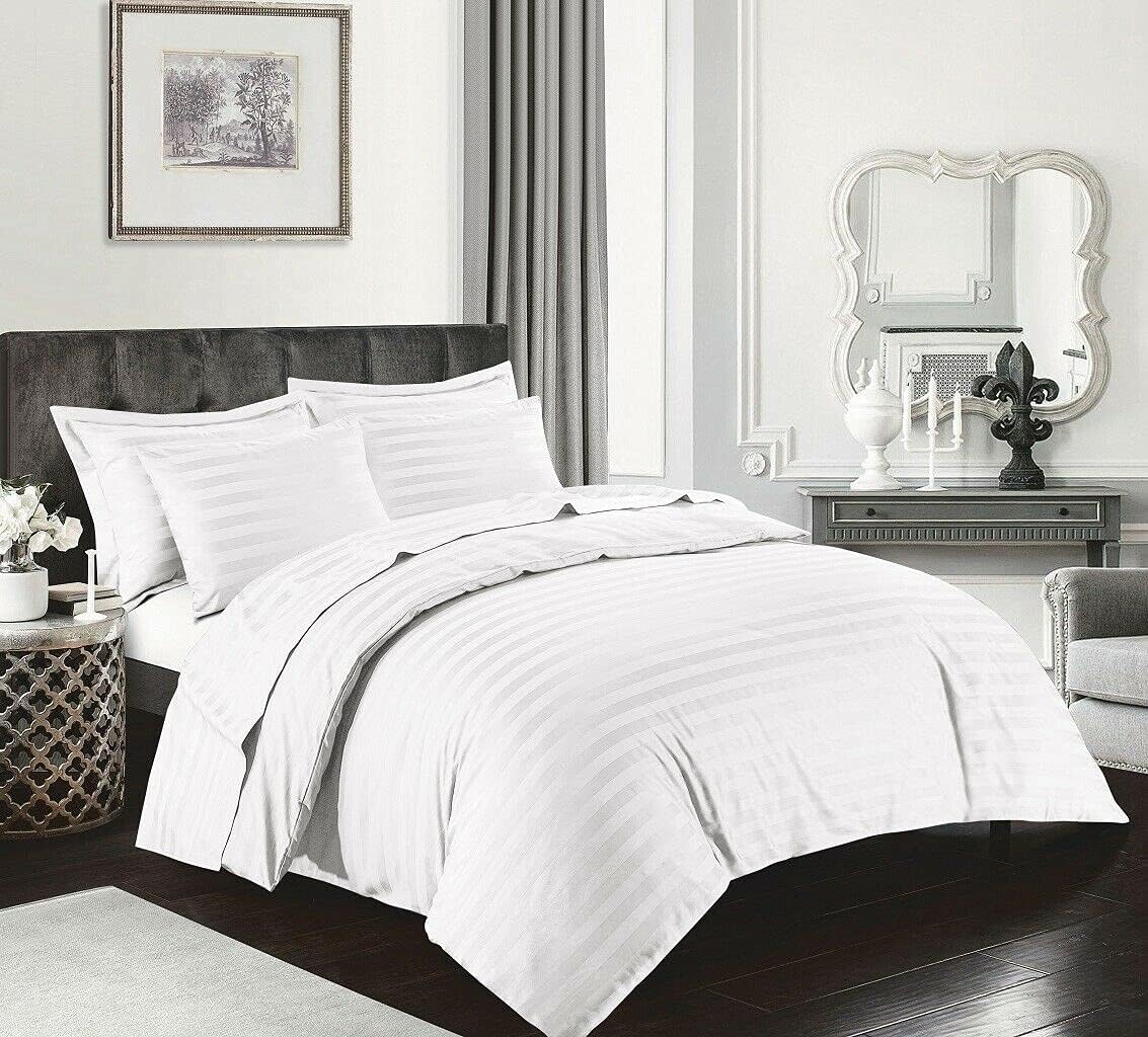 400 Thread Count Satin Stripe Duvet Cover Set – 100% Egyptian Cotton Hotel Collection | Night Zone