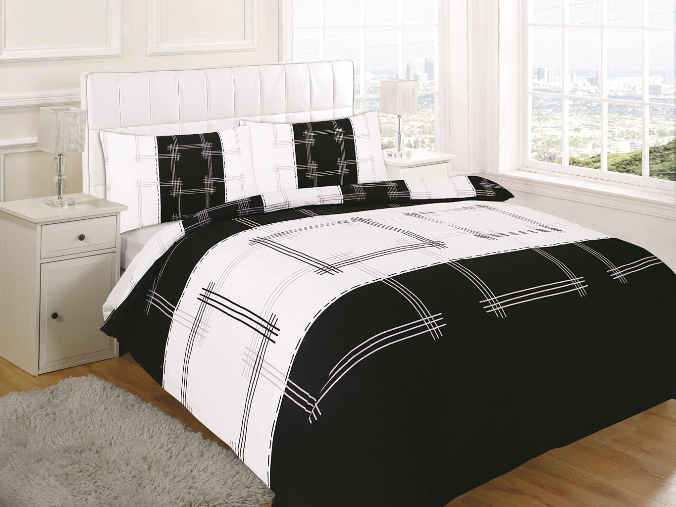 Campus Check Duvet Cover Set – Geometric Printed Poly cotton Quilt Cover with Pillowcases | Night Zone