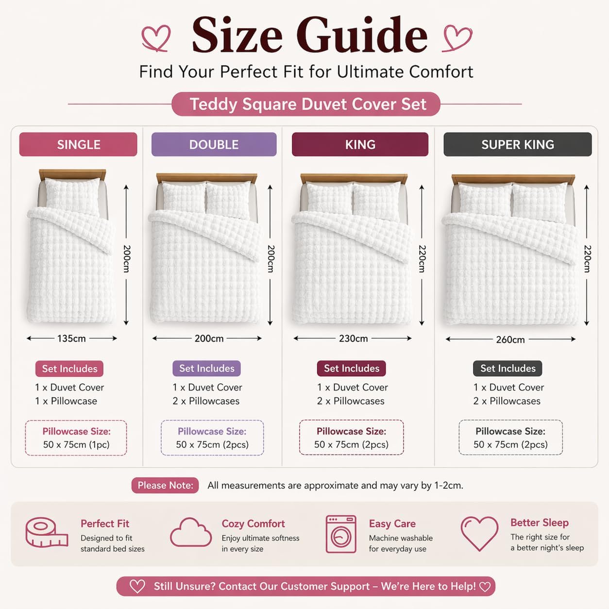 Teddy Square Fleece Duvet Cover Set – Ultra Soft Fluffy Plush Bedding | Night Zone