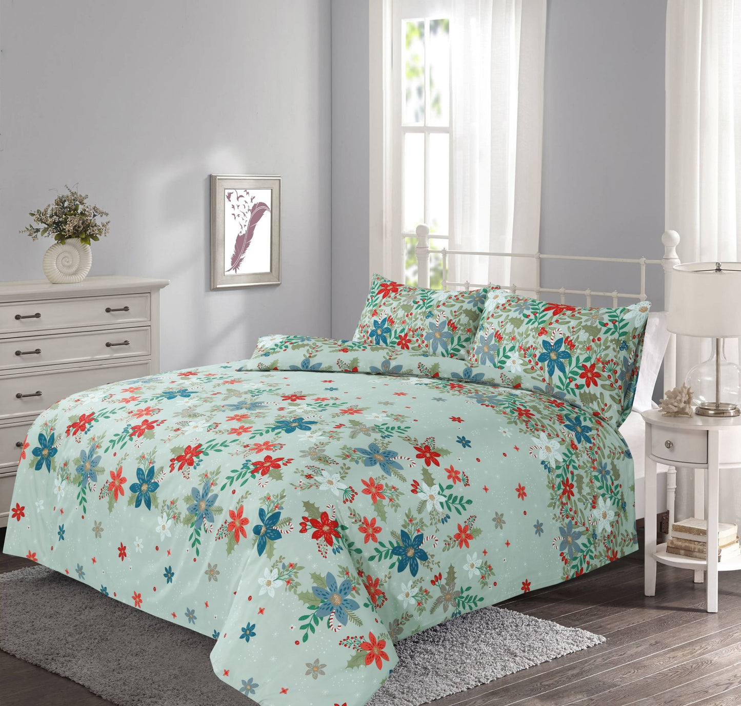 Zinnia Floral Duvet Cover Set – Soft Easy Care Botanical Bedding | Night Zone