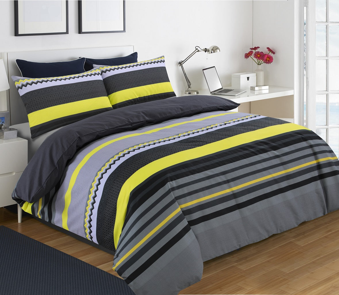 Benjamin Stripes Polycotton Duvet Cover Set – Soft Easy Care Striped Bedding | Night Zone