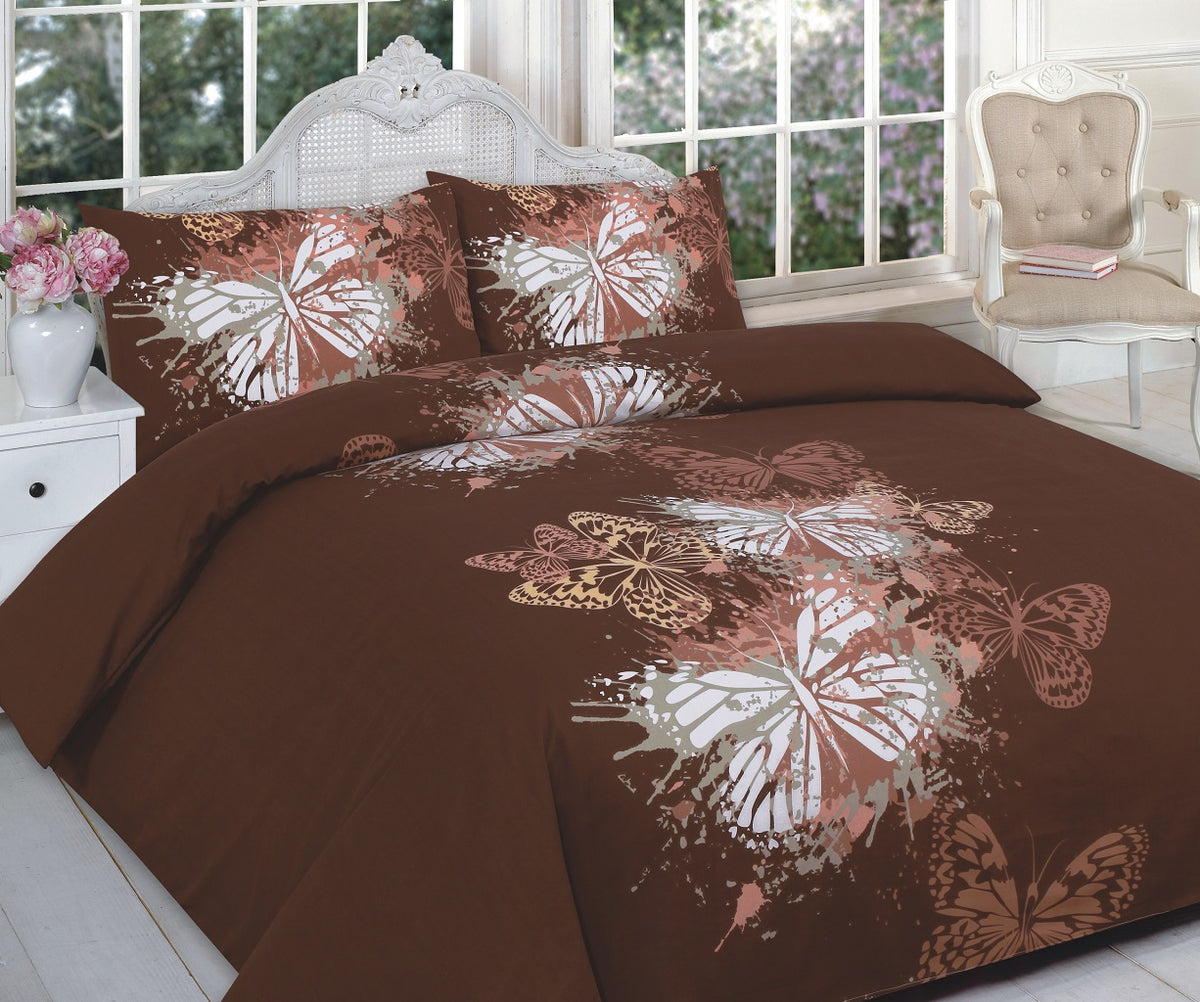 Butterfly Printed Polycotton Duvet Cover Set – Soft Easy Care Bedding | Night Zone