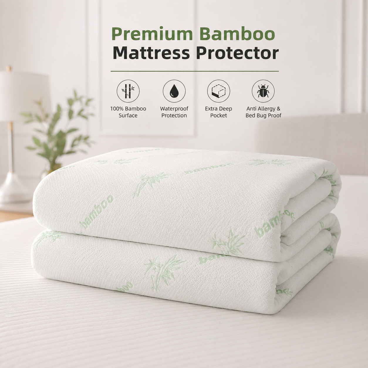 Bamboo Mattress Protector Waterproof 40cm Deep – Quilted Extra Deep Mattress Cover | Night Zone