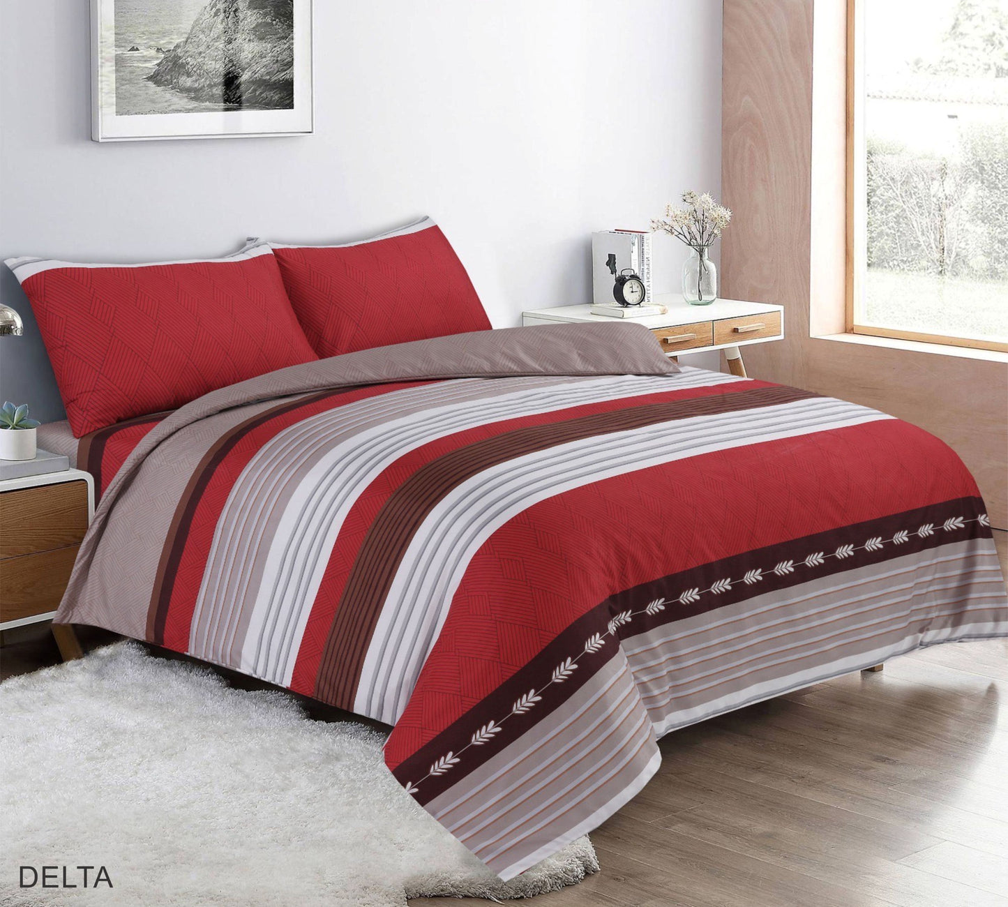 Delta Striped Microfibre Duvet Cover Set – Soft Easy Care Bedding | Night Zone