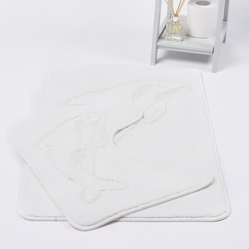 Dolphin 2 Piece Bath Mat & Pedestal Set – Non Slip Bathroom Rug Set | Night Zone