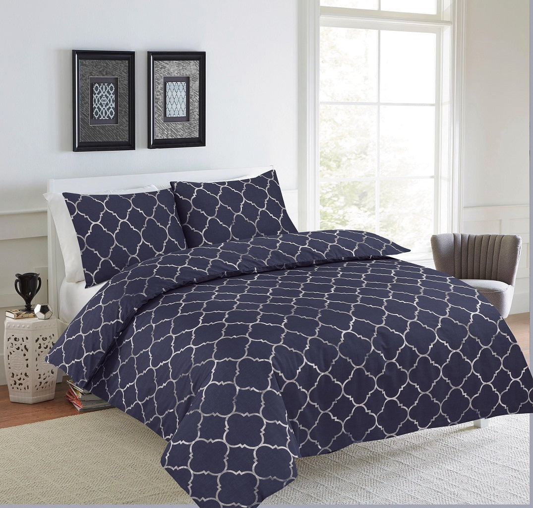 Ezra Printed Polycotton Duvet Cover Set – Soft Easy Care Bedding | Night Zone
