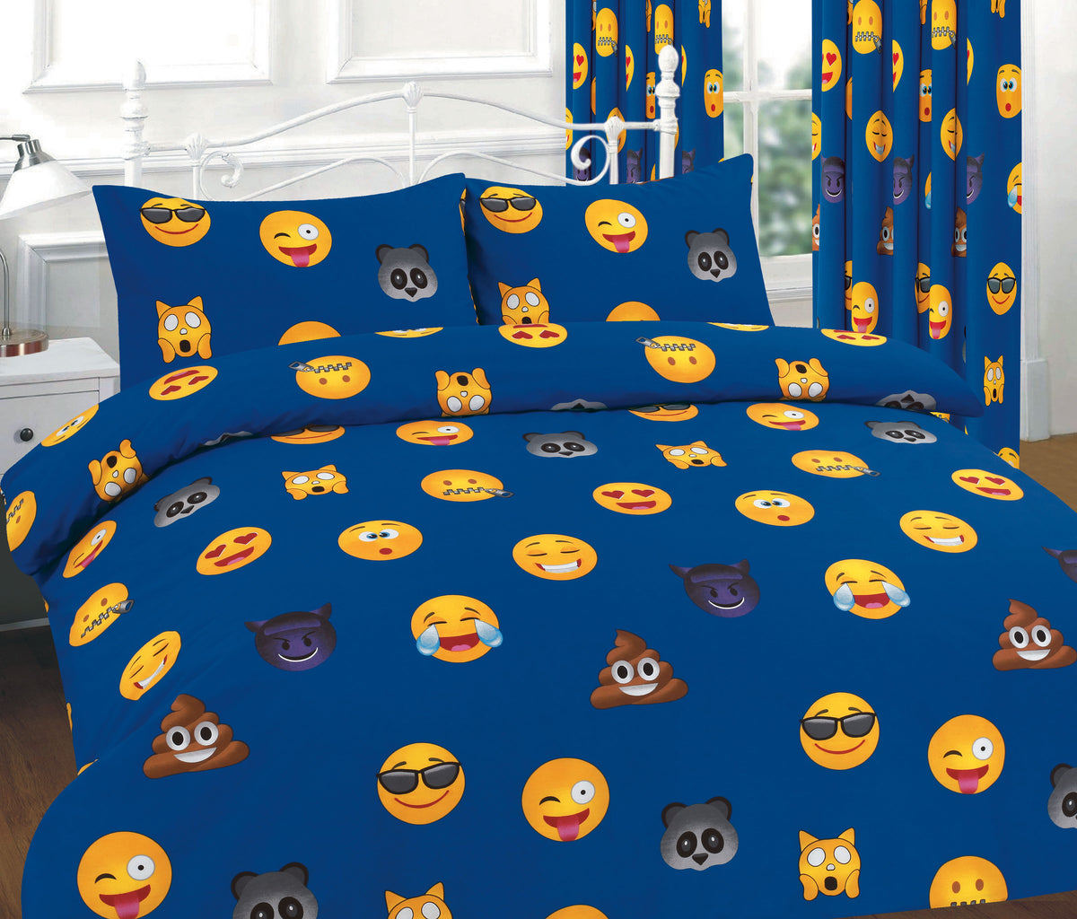 Ikons Emoji Printed Polycotton Duvet Cover Set – Soft Easy Care Bedding | Night Zone