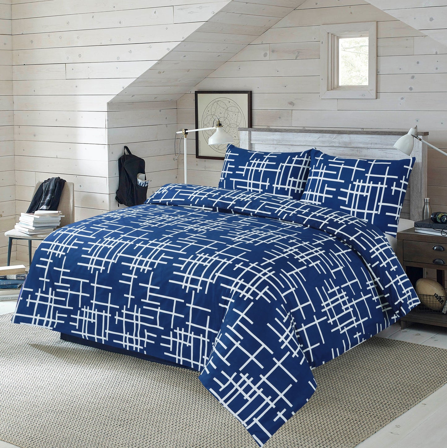 Nixie Geometric Microfibre Duvet Cover Set – Soft Easy Care Modern Bedding | Night Zone