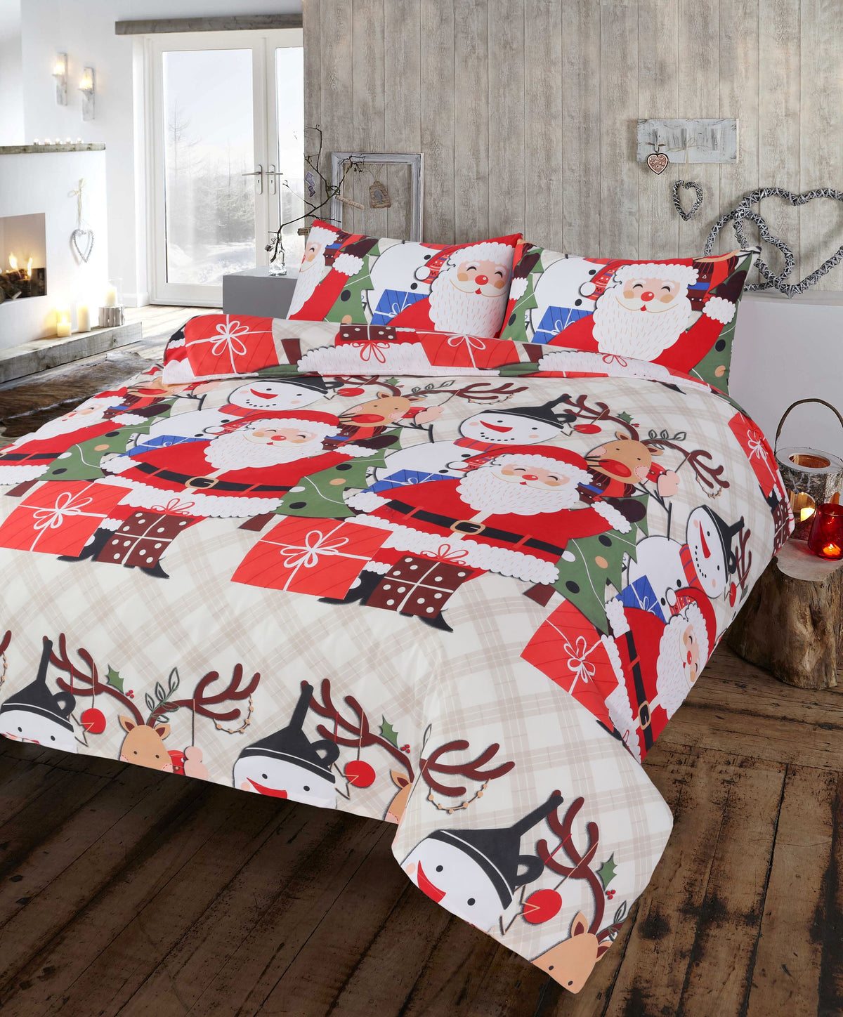 Christmas Nell Microfibre Duvet Cover Set – Festive Santa Holiday Bedding | Night Zone
