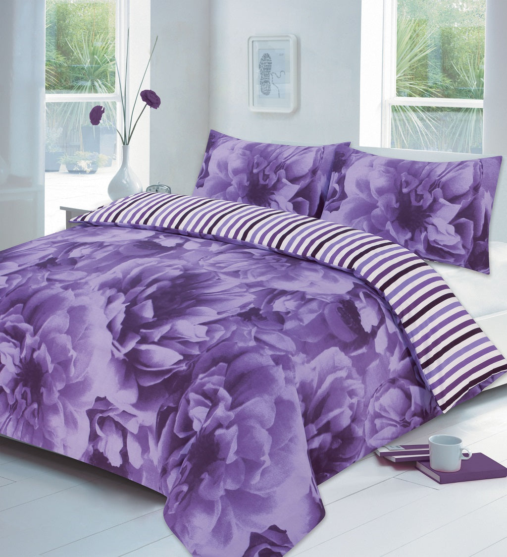 Rose Floral Printed Polycotton Duvet Cover Set – Soft Easy Care Bedding | Night Zone