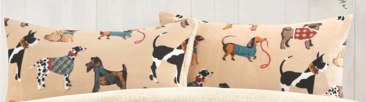 Dog Print Teddy Fleece Duvet Cover Set – Soft Cosy Pet Lover Bedding | Night Zone