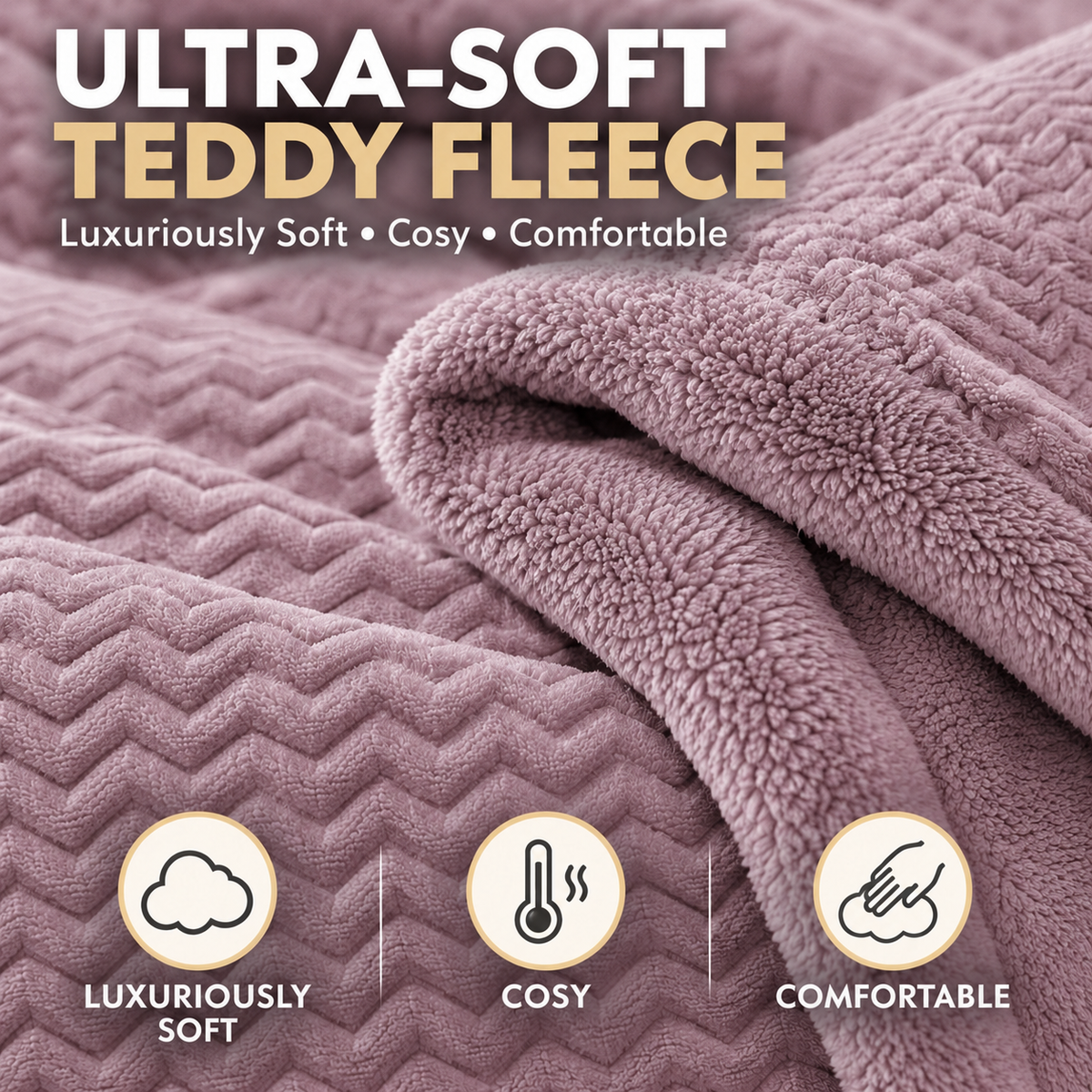 Teddy Fleece Waves Duvet Cover Set with Matching Cushion Covers | Night Zone
