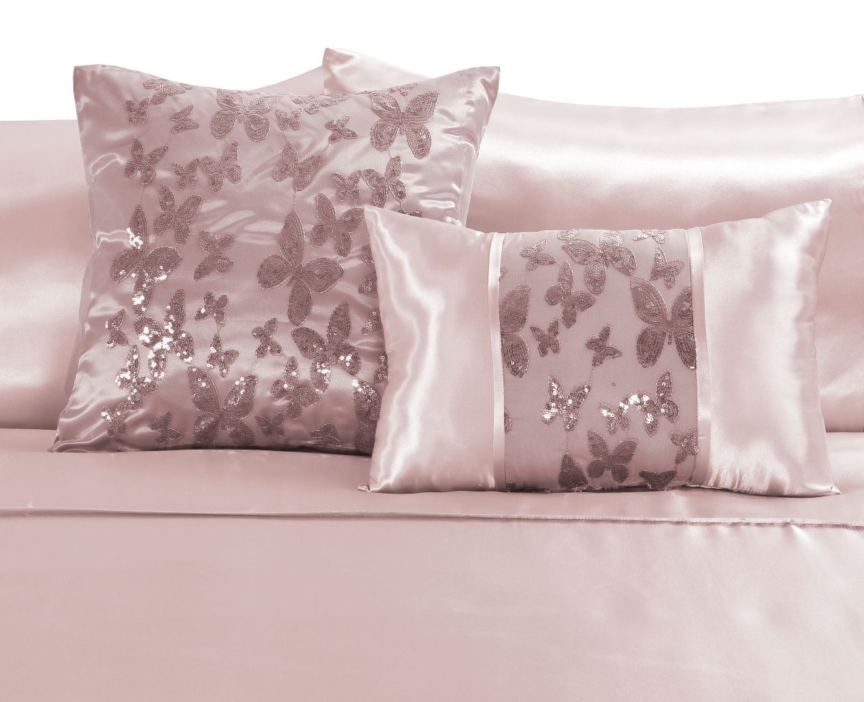 Aisha Embroidered Butterfly 100% Polyester Duvet Cover Set – Luxury Floral Bedding | Night Zone
