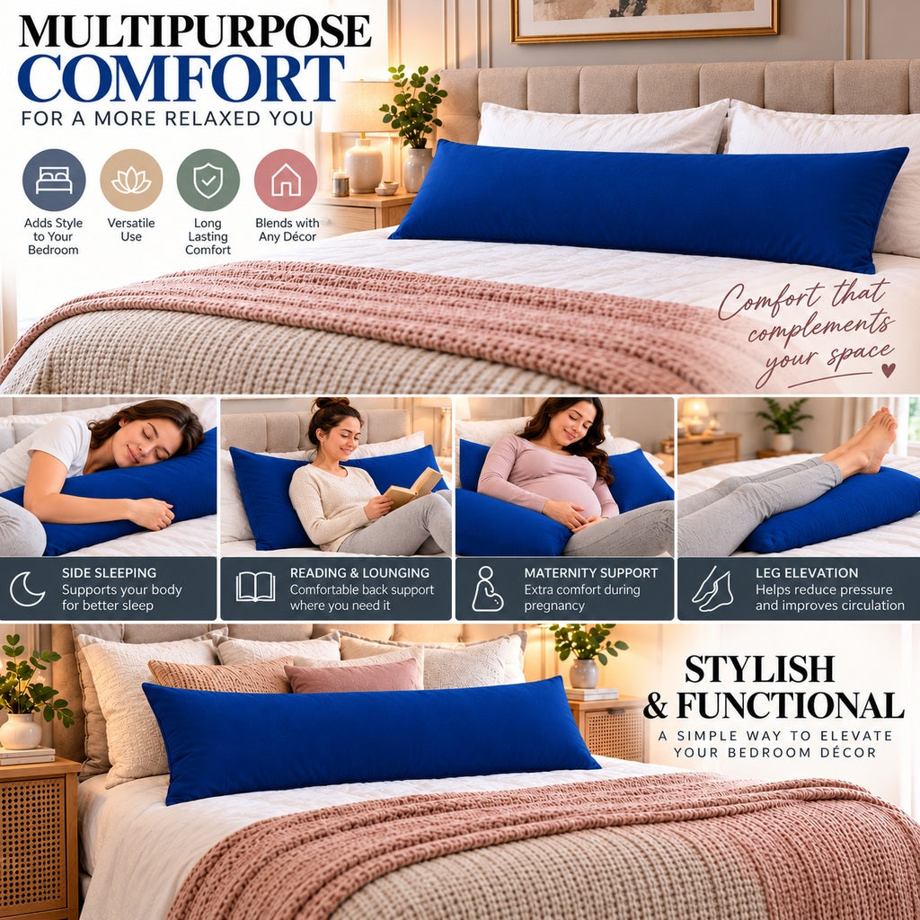 Polycotton bolster pillowcase – Royal Blue – 17