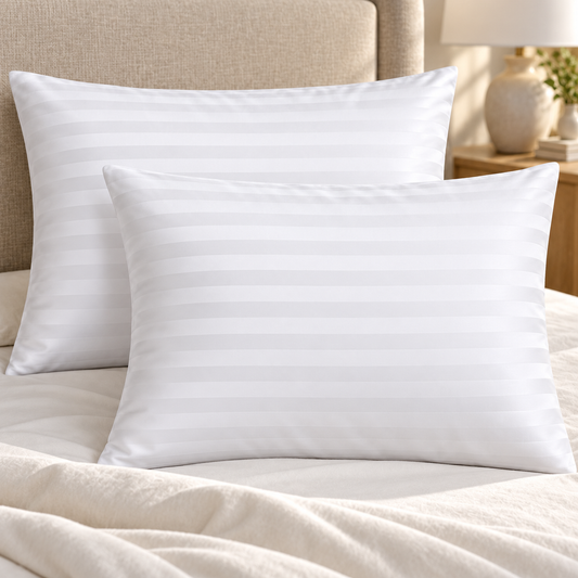 White 400TC Egyptian Cotton Stripe Pillowcases