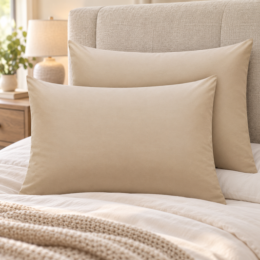 Beige Microfibre Pillowcases Pair