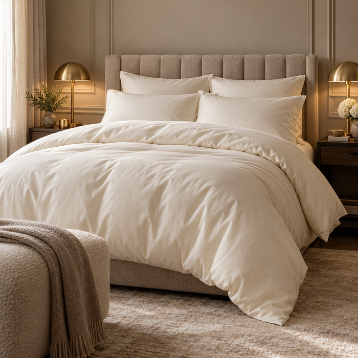 Bedding styled in a premium interior
