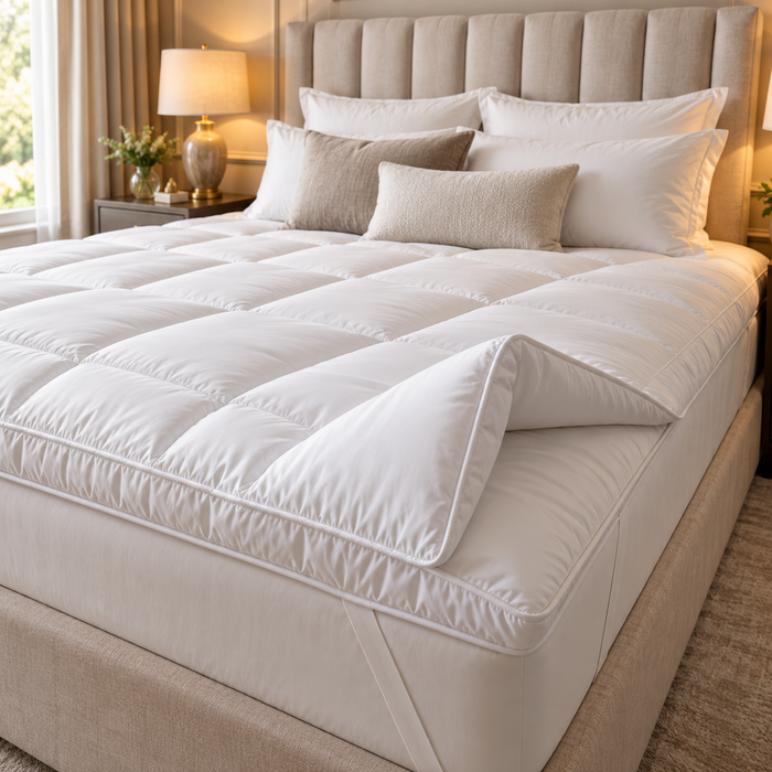 Premium mattress toppers in a luxury bedroom