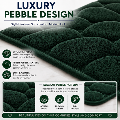 Pebble Stone Bath Mat Set – Soft Absorbent Non Slip Bathroom Rug Set | Night Zone