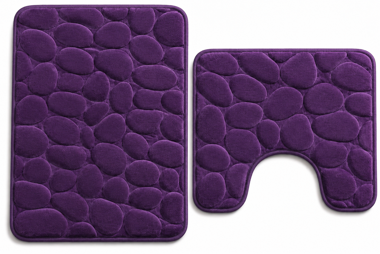Pebble Stone Bath Mat Set – Soft Absorbent Non Slip Bathroom Rug Set | Night Zone