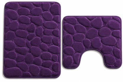 Pebble Stone Bath Mat Set – Soft Absorbent Non Slip Bathroom Rug Set | Night Zone