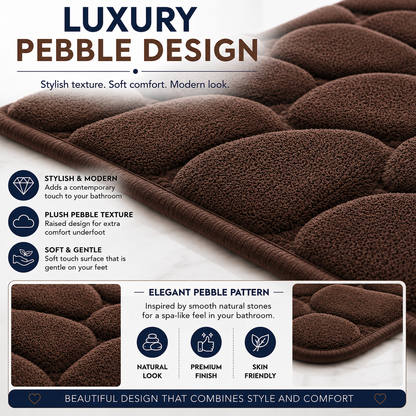 Pebble Stone Bath Mat Set – Soft Absorbent Non Slip Bathroom Rug Set | Night Zone