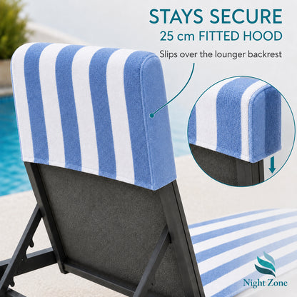 Microfiber Striped Beach & Sun Lounger Towel with Hood | Night Zone
