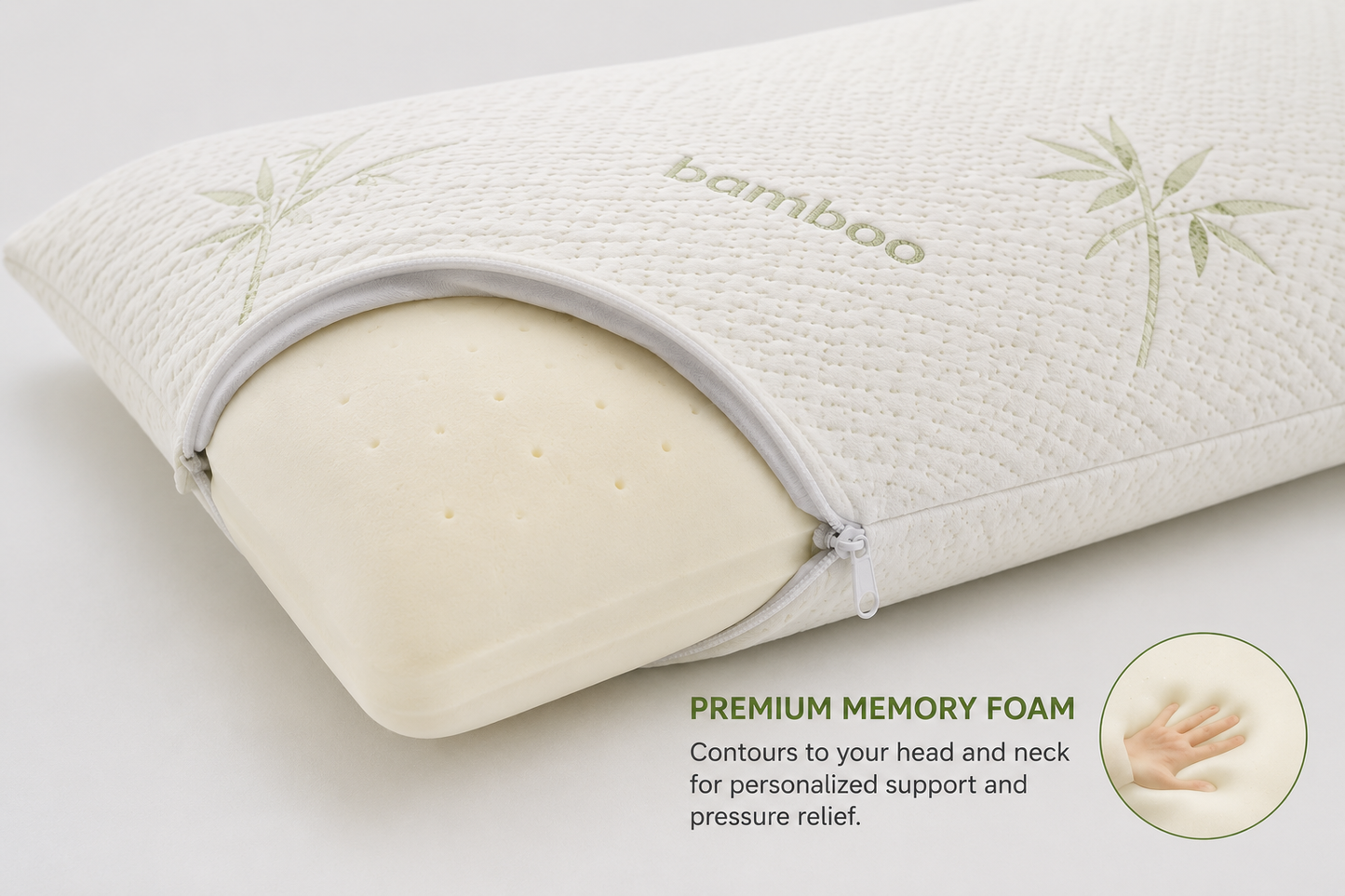 Memory Foam Bamboo Pillow – Premium Firm Orthopaedic Neck Support Bed Pillow | Night Zone