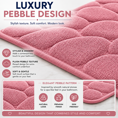Pebble Stone Bath Mat Set – Soft Absorbent Non Slip Bathroom Rug Set | Night Zone