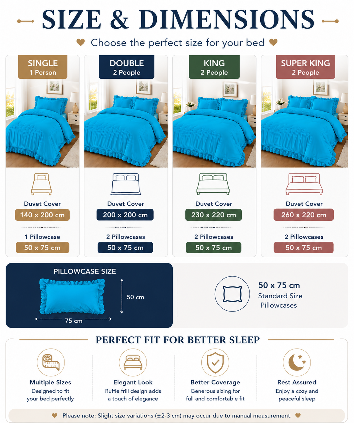 Santiago Frilled Polycotton Duvet Cover Set – Luxury Easy Care Bedding | Night Zone