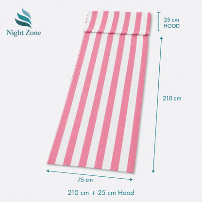 Microfiber Striped Beach & Sun Lounger Towel with Hood | Night Zone