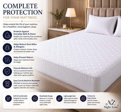 Microfiber Quilted Mattress Protector Extra Deep 30cm – Soft Breathable Mattress Cover | Night Zone