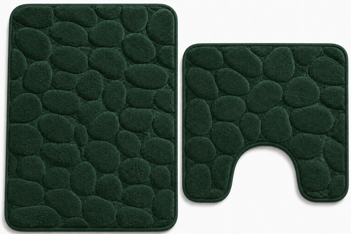 Pebble Stone Bath Mat Set – Soft Absorbent Non Slip Bathroom Rug Set | Night Zone