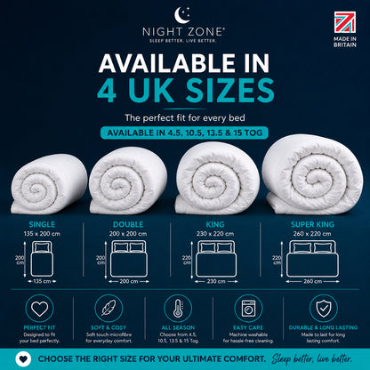 Microfibre Duvet – Super Soft Lightweight Warm Duvet | Night Zone