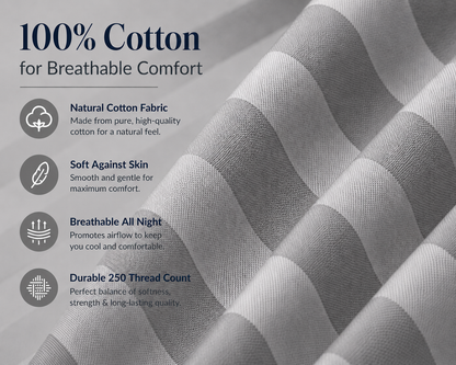 250 Thread Count Stripe Pillowcase Set – 100% Cotton Hotel Quality Bedding | Night Zone