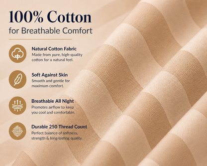 250 Thread Count Stripe Pillowcase Set – 100% Cotton Hotel Quality Bedding | Night Zone