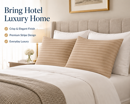 250 Thread Count Stripe Pillowcase Set – 100% Cotton Hotel Quality Bedding | Night Zone