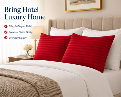 250 Thread Count Stripe Pillowcase Set – 100% Cotton Hotel Quality Bedding | Night Zone