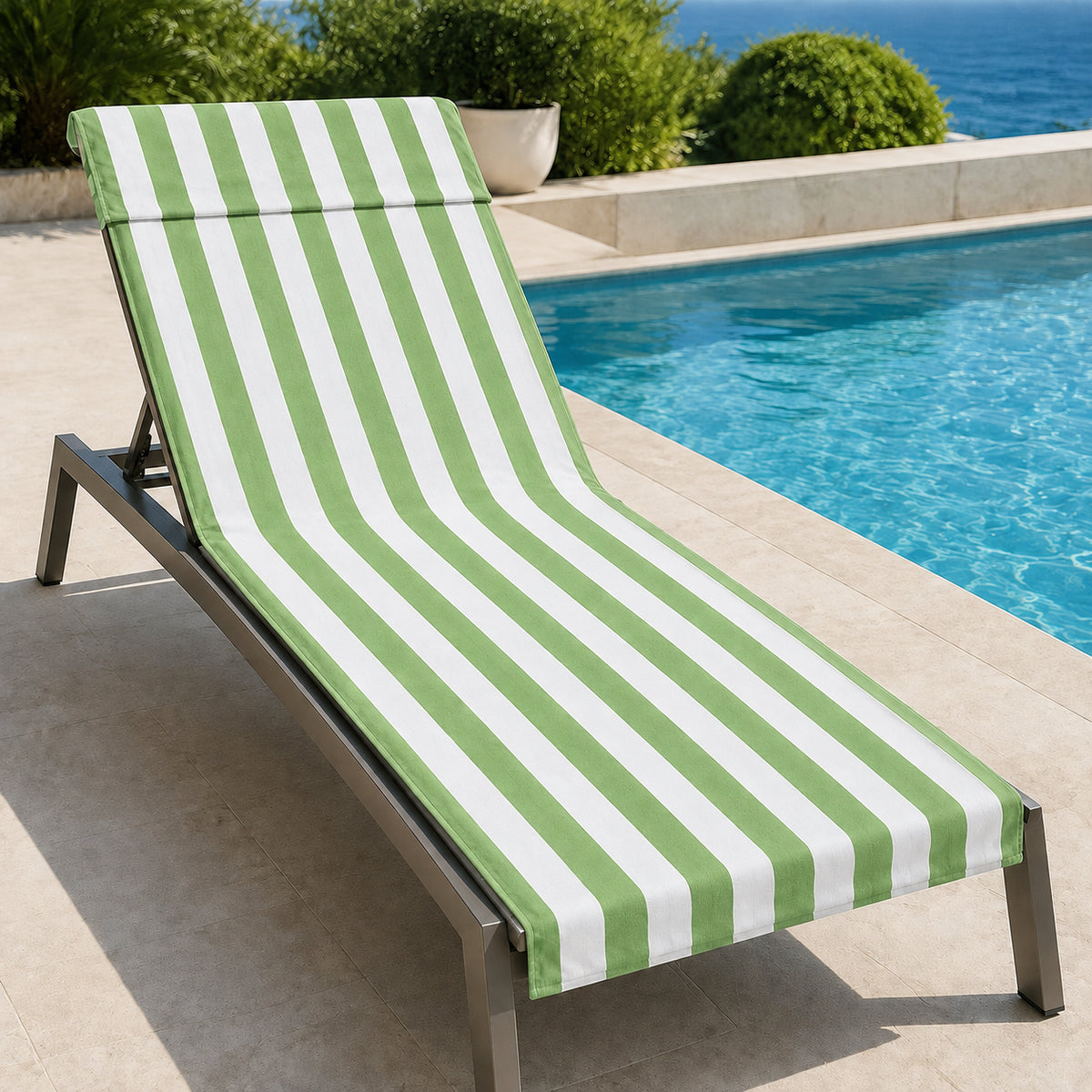 Microfiber Striped Beach & Sun Lounger Towel with Hood | Night Zone