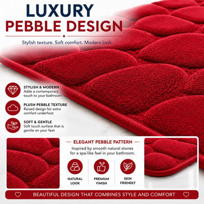 Pebble Stone Bath Mat Set – Soft Absorbent Non Slip Bathroom Rug Set | Night Zone