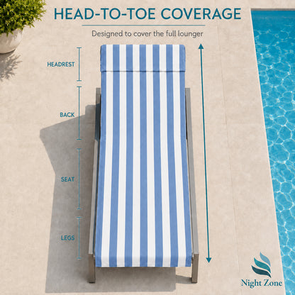 Microfiber Striped Beach & Sun Lounger Towel with Hood | Night Zone