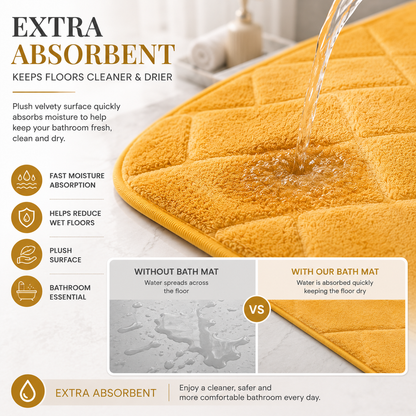 Memory Foam Bath Mat Set – Block Bricks Non Slip Bathroom Rug | Night Zone