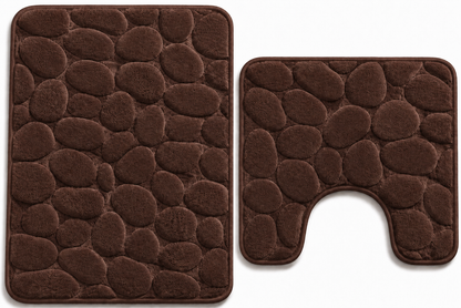 Pebble Stone Bath Mat Set – Soft Absorbent Non Slip Bathroom Rug Set | Night Zone