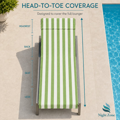 Microfiber Striped Beach & Sun Lounger Towel with Hood | Night Zone