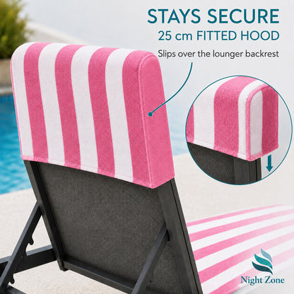 Microfiber Striped Beach & Sun Lounger Towel with Hood | Night Zone