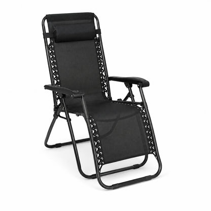 Zero Gravity Folding Sun Lounger Chair – Adjustable Reclining Garden Chair with Headrest | Night Zone